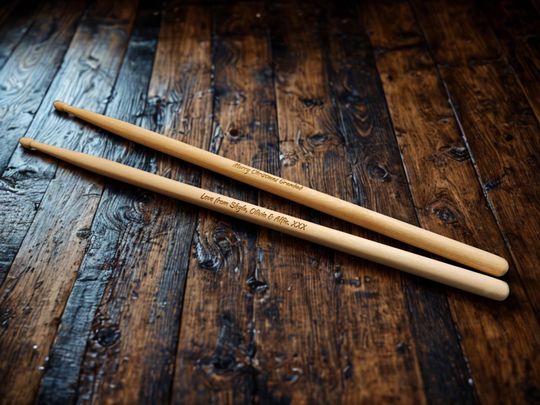 UK Personalised Maple Wood Drumsticks Pair Engraved Musician Gift