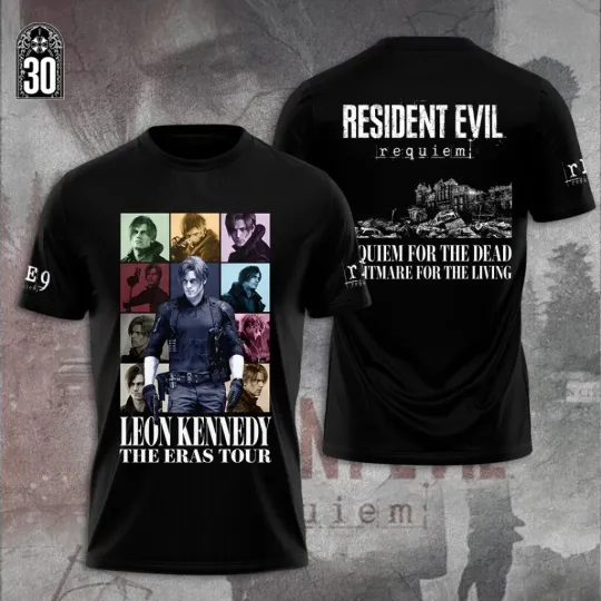 Discover Resident Evil Requiem x Leon Scott Kennedy 3D Apparel T-shirt
