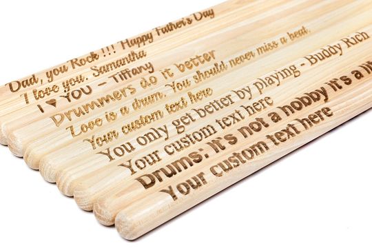 American Classic Professional Drum Sticks Personalized Laser Engraved Wood Tip