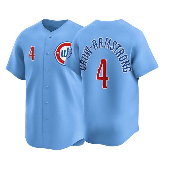 Discover Pete Crow-Armstrong Chicago Baseball Jersey,Light Blue Alternate Limited Player Shirt Man/Youth size,Custom Jersey