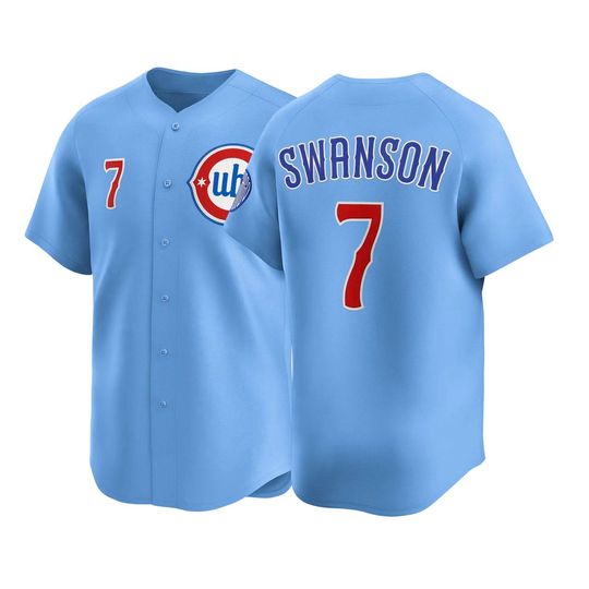 Discover Dansby Swanson Chicago Baseball Jersey,Light Blue Alternate Limited Player Shirt Man/Youth size,Custom Jersey