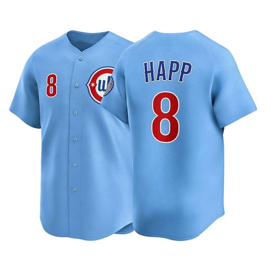 Ian Happ Chicago Baseball Jersey,Light Blue Alternate Limited Player Shirt Man/Youth size,Custom Jersey