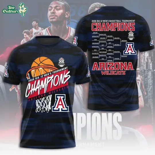 Discover Arizonna 2026 Big 12 Men’s Basketball Tournament Champions 3D Fan Apparel
