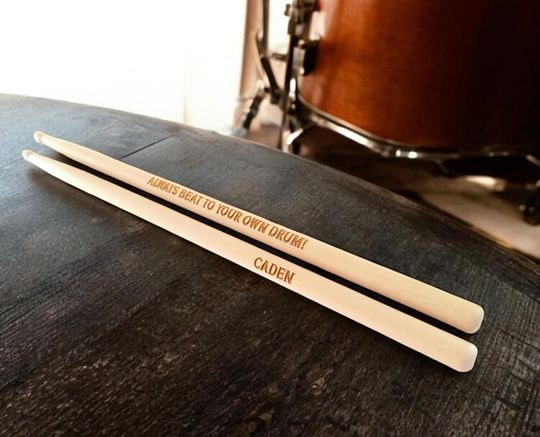 Personalized Drumsticks with Engraved Name - Custom Drum Sticks for Drummers and School Bands