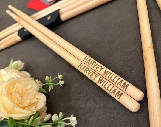 Personalized Wooden Drumsticks with Engraving for Drummers, Custom Musician Gift, Father's Day and Birthday Gift