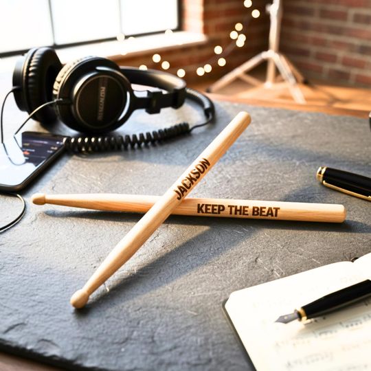 Personalized Engraved Drumsticks for Drummers, Dad, Husband, Kids, Band, Student