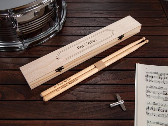 Discover Personalized Drumsticks In Wooden Giftbox - Engraved Drumsticks -  Drummer Gift