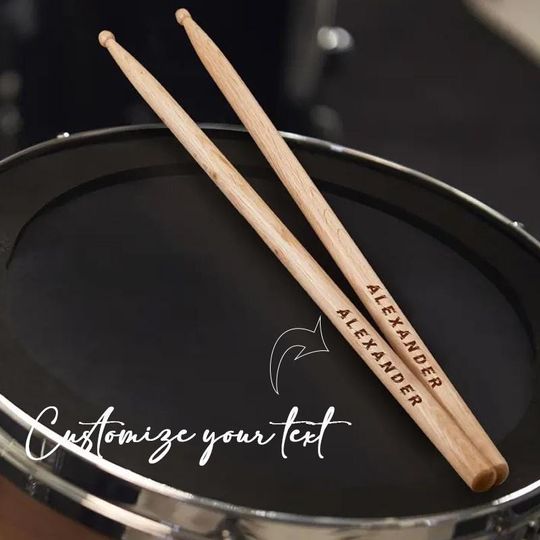 Discover Personalized Hand-Painted Drumsticks, Wooden Practice Mallets with Custom Name, Durable Maple Wood for Drummers