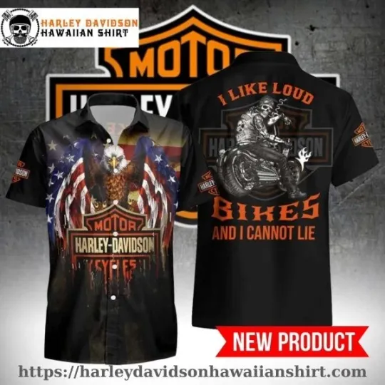 Discover Eagle Flag Graphic Harley Motor Racing Davidsonn Aloha Shirt