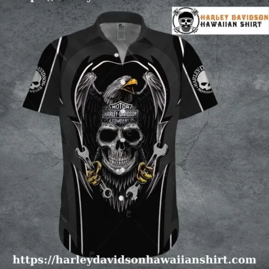 Discover Eagle Skull Wrenches Harley Motor Racing Davidsonn Aloha Shirt for Men