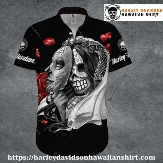 Discover Bride of Death Mask Harley Motor Racing Davidsonn Aloha Shirt for WomenBride of