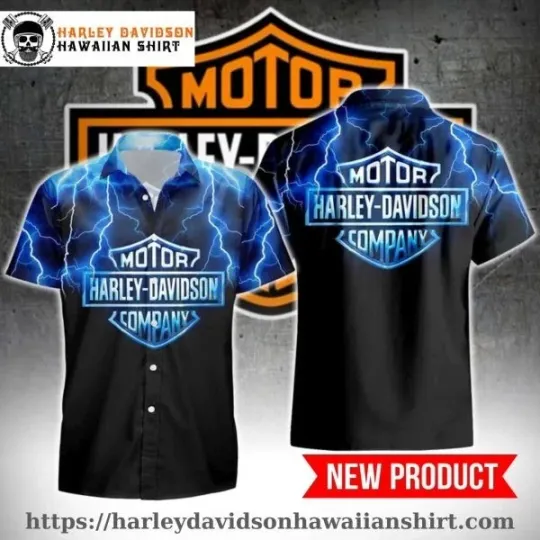 Discover Electric Lightning Harley Motor Racing Davidsonn Hawaiian Shirt