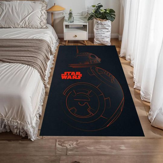 Discover Star Wars BB-8 Rug, Minimalist Droid Line Art, Non-Slip Kids Room Carpet