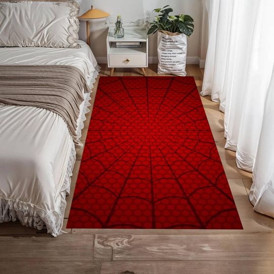 Discover Red Spider Web Runner Rug, Washable Non-Slip Hallway Carpet