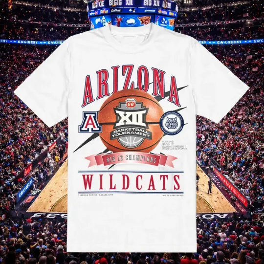 Arizonna Wildcats 2026 Big12 Basketball Tournament Champions White Unisex T-Shirt