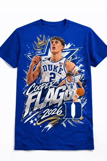 Discover Cooper Flagg Duke Basketball Star Graphic T-Shirt 2026 2D Print
