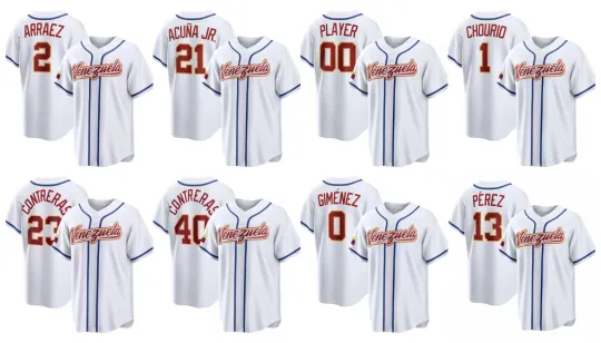 Discover Adult / Youth Venezuela White 2026 World Classic All Printed Jersey