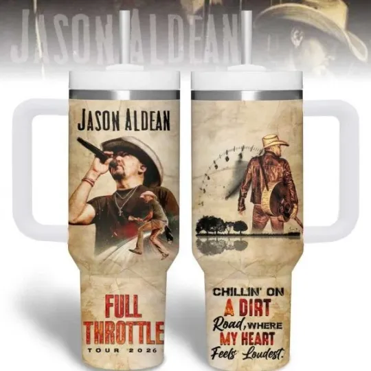 Discover Jason Aldean Full Throttle Tour 2026 “Chillin’ on a Dirt Road” Handle Tumbler