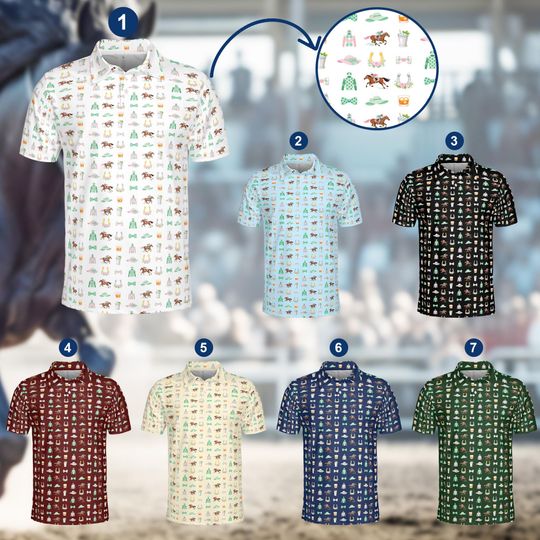 Discover Kentucky Derby Polo Shirt, Horse Racing Mint Julep Pattern Shirt, Preppy Race Day Polo, Derby Party Polo Shirt Men Women