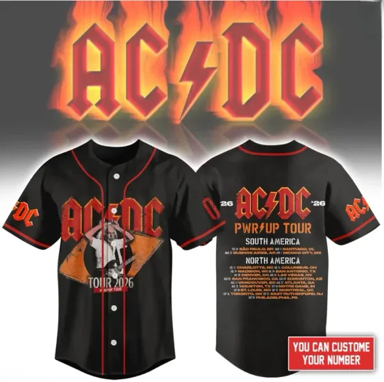 Discover AC-DC pwr up tour 2026 baseball jersey