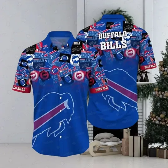 Discover Buffalo Bills Red And Blue Gridiron Hawaiian, Gift For Fans, Gift For Friends