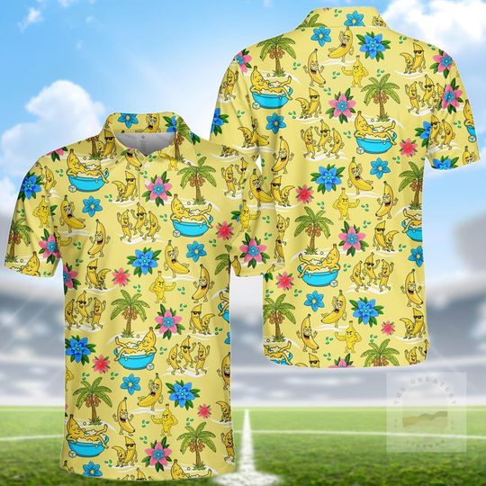 Discover Funny Banana Polo Shirt: Tropical Meme Shirt for Men
