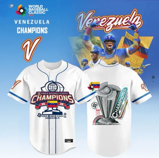 Discover Ve.ne.z.u.el.a 2026 World Baseball Classic Champions Baseball Jersey