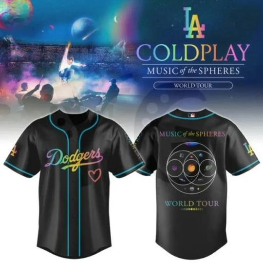 Dodgers x Coldplay Music of the Spheres World Tour 2026 Baseball Jersey