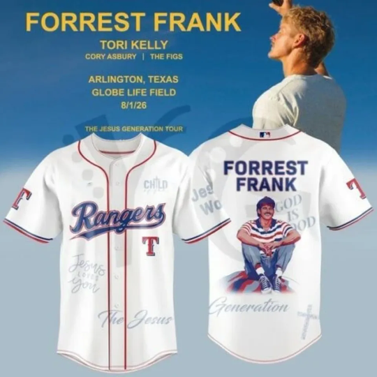 Discover Rangers x Forrest Frank The Jesus Generation Tour 2026 Baseball Jersey