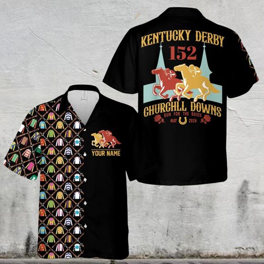 Discover Personalized Kentucky Derby Churchill Downs Hawaiian Shirt, Derby Party Gift For Horse Racing Lover, Custom Talk Derby To Me Button Up Shirt