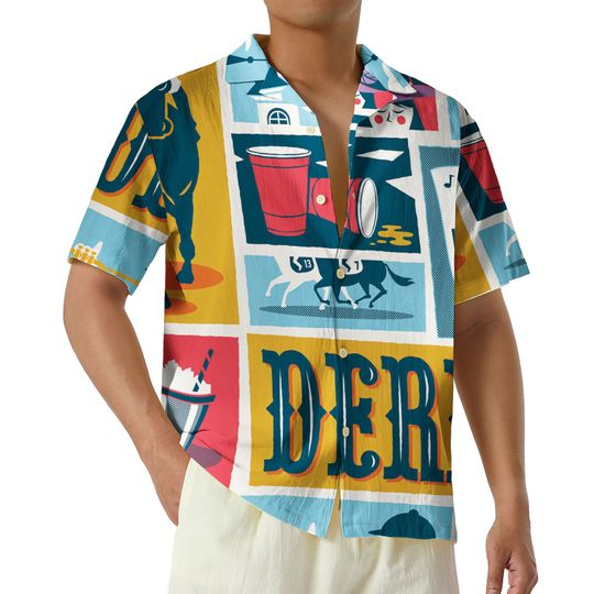 Discover Retro Kentucky Derby Hawaiian Shirt, Colorful Derby Icons Aloha Shirt, Derby Day Outfit