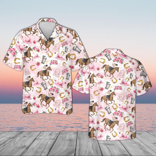 Discover Talk Derby To Me Jockey Uniform Hawaiian Shirt, Derby Racing Button Up Shirt, Vintage Equestrian Floral Shirt, Southern Derby Party Outfit