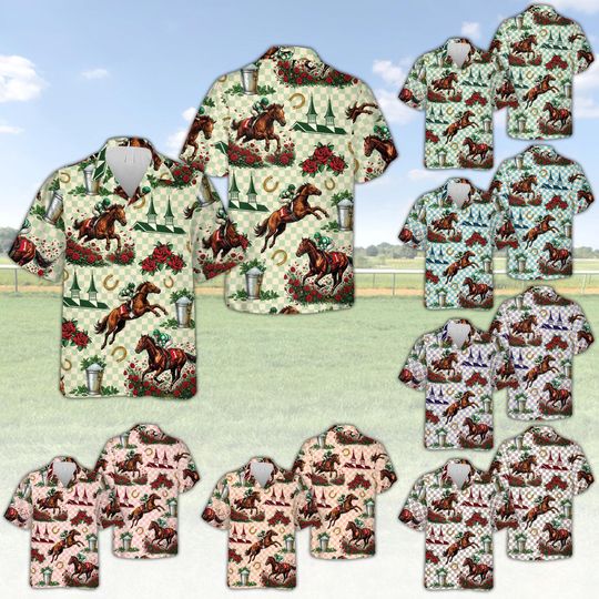 Discover Checkered Kentucky Derby Day Shirt, Horse Racing Lover Hawaiian Shirt, Derby Day Churchill Downs Gift