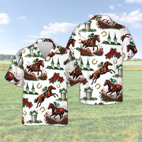 Discover Horse Racing Lover Shirt, Horse Race Churchill Downs Button Shirt, Kentucky Derby Gift,Derby Derby Day Hawaiian Shirt,