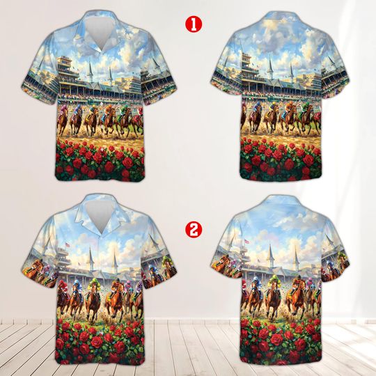 Discover Kentucky Derby Hawaiian Shirt, Horse Racing Aloha Shirt, Churchill Downs Derby Day Shirt, Horse Race Party Shirt, Derby Outfit Men Women