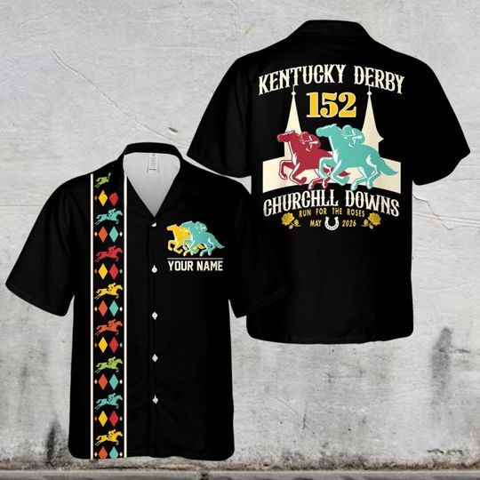 Discover Personalized Kentucky Derby Churchill Downs Hawaiian Shirt, Derby Party Gift For Horse Racing Lover, Custom Talk Derby To Me Button Up Shirt