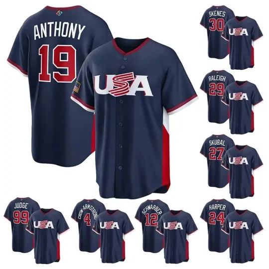 Discover Sale!!! USA Baseball Navy 2026 World Baseball Classic Home Jersey Adults S-5XL