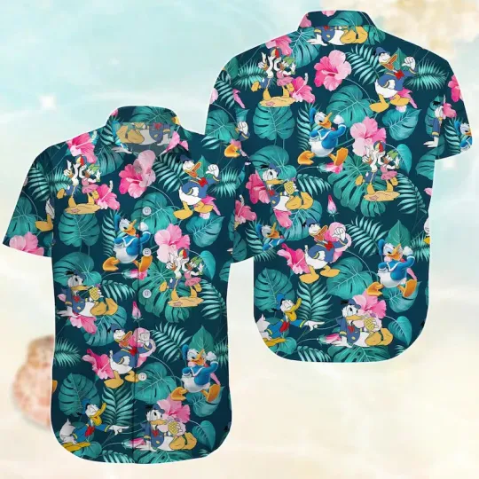 Discover Disney Donald Duck Funny Duck Beach Summer Aloha Hawaiian Shirt