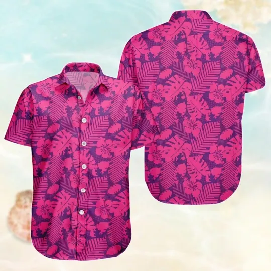 Discover Disney Mickey Mouse Mini Version Floral Tropical Pink Aloha Hawaiian Shirt