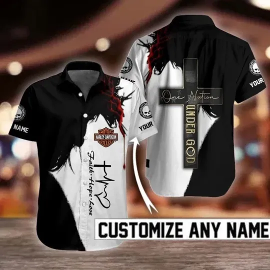Discover Personalized Haarleyy Davidson Button Down Hawaiian Shirt