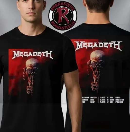 Discover Megadeth 2026 Tour Schedule Artwork Unisex T Shirt Two Sided