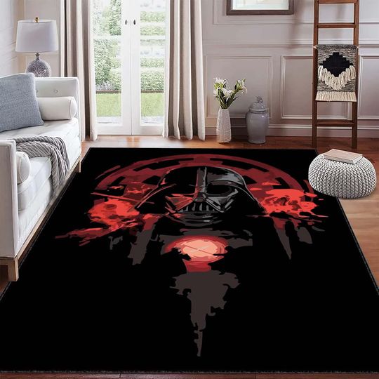 Discover Dark Sci Fi Rug, Galactic Warrior Rug, Red And Black Art Design, Modern Movie Theme Area Rug, Bold Home Decor, Futuristic Bedroom Floor Mat