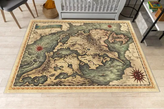 Discover Dungeons Dragons Rug, Azuregard Map, DND Map Rug, Game Map, Boys Room Decor,