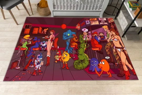 Discover Arcade Rug, Game Room Rug, Gamer Rug, Old Games Rug, Retro Games Rug,