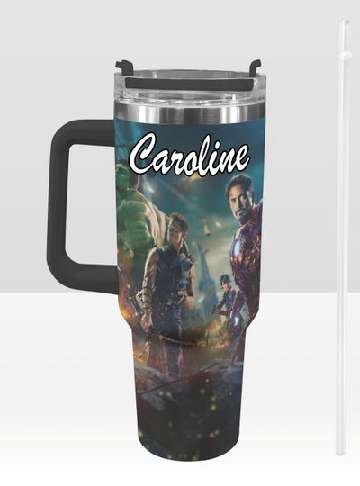 Avengers 40 oz Tumbler: Hulk, Iron Man, Thor, Captain America Personalized Stanley-Inspired Stainless Steel Cup