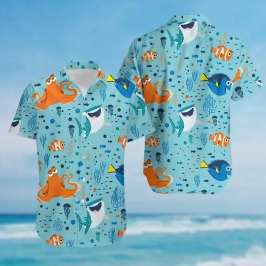 Discover Disney Finding Nemo Button Up Hawaiian Shirt