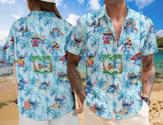 Discover Disney Lilo And Stitch Summer Button Up Hawaiian Shirt