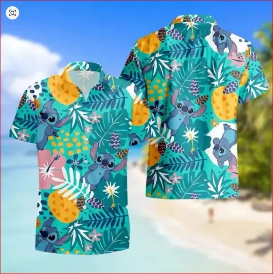 Discover NEW!!! Disney Lilo Stitch Summer Beach Unisex Hawaiian Shirts