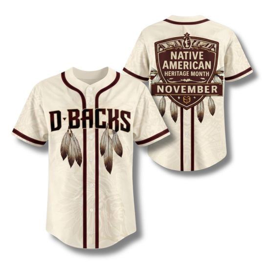 Discover D Backs Native American Heritage Month Baseball Jersey, November Native Heritage Shirt, Tribal Feather Baseball Fan Jersey