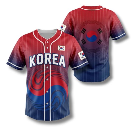 Discover Korea Baseball Jersey Shirt, South Korea Flag Taegeuk Baseball Shirt, Korean Pride Sports Jersey, Korea National Flag Fan Shirt